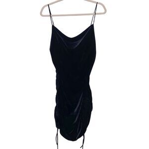 Zara Velvet Drape Side Ruched Spaghetti Strap Mini Party Dress Small‌‌‌‌‍‍‍‌‍‌‌‌